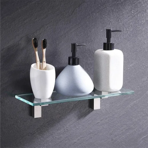 Vista 4 de AWEN Soporte ajustable de metal sólido para estante de madera/vidrio, 2 piezas (níquel cepillado)