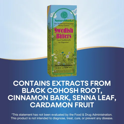 Vista 3 de Nature's Way Nature Works Swedish Bitters Extracto de hierbas tradicionales europeas usado para la digestión, 3.38 onzas líquidas