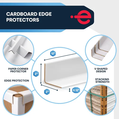 Vista 2 de Esquinas de cartón para embalaje - 5 cm de ancho x 5 cm de profundidad x 30,5 cm de largo, Protectores de esquinas para cajas de palet de servicio