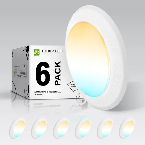 Vista 35 de ASD Paquete de 12 luces LED de disco de 4 pulgadas, 10 W 5CCT 2700 K-5000 K 685 lm CRI90+, luminaria de techo de montaje empotrado regulable