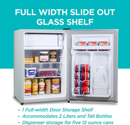 Vista 4 de BLACK+DECKER Refrigerador compacto de 2.5 pies cúbicos, certificado ENERGY STAR, mini refrigerador de una sola puerta con compartimento enfriador