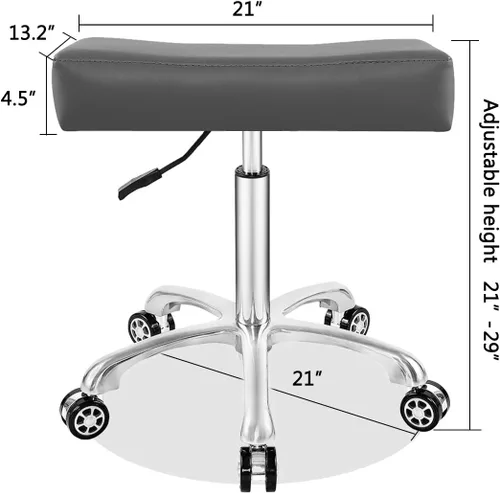 Vista 4 de Antlu Taburete giratorio ajustable para masaje, oficina, tatuaje, cocina, taburete de trabajo resistente con ruedas (negro, con reposapiés)