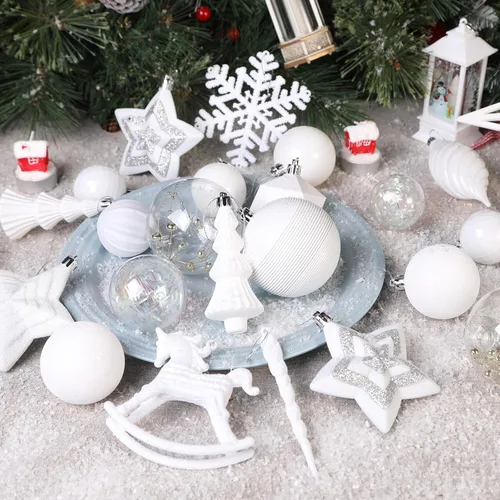 Vista 5 de SHareconn Juego de 100 adornos decorativos para árbol de Navidad, bolas de plástico inastillables para decoración de árbol de Navidad, vacaciones