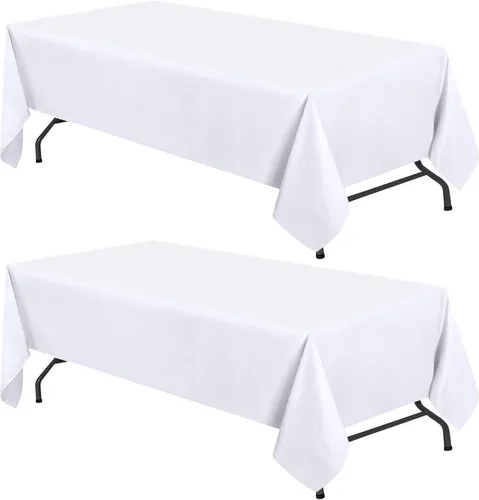 Vista 9 de White Classic WEALUXE Black Table Cloth for 6 Foot Rectangle Tables, 60x102 inches, Water, Stain and Wrinkle Resistant, 200 GSM Washable Poly Fabric