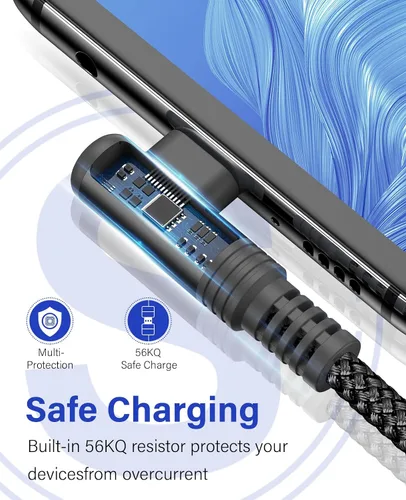 Vista 8 de sweguard Cargador USB a tipo C para iPhone 17 de 90 grados [2 unidades, 3.3 pies] Cable de carga rápida para iPhone 17 16 15 Pro Max Plus Galaxy S25