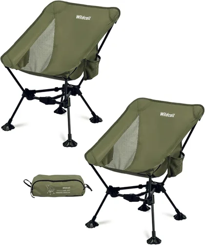 Vista 16 de WildCall Silla de camping plegable y ligera, silla de playa compacta con pies grandes que no se hunden