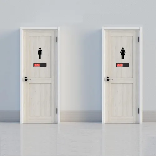 Vista 7 de Letrero de privacidad con texto en inglés «Do Not Disturb Welcome Please Knock»