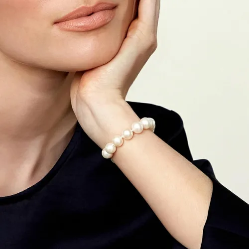 Vista 7 de The Pearl Source Real White Freshwater Pearl Bracelet for Women Genuine Cultured Freshwater Pearls 7-7.5mm, Natural Pearl Jewelry, Classic Fine