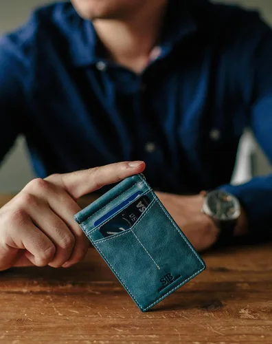Vista 2 de SERMAN BRANDS RFID Blocking Wallet Slim Bifold - Genuine Leather Minimalist Front Pocket Wallets for Men with Money Clip Gift