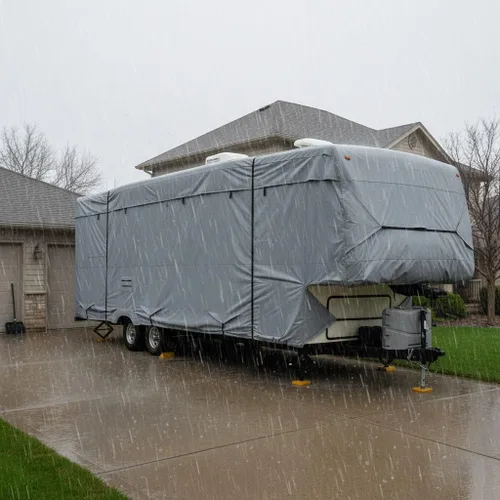 Vista 5 de GEARFLAG Funda para RV de 5ta rueda de 5 capas, se ajusta a 28' - 30' con tiras laterales reforzadas a prueba de viento, anti-UV, resistente al