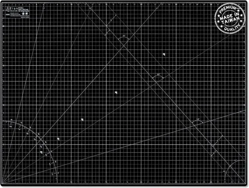 Elan Alfombrilla de corte A1 negra y gris pardo, alfombrilla de corte autorreparable de 24 x 36 pulgadas, alfombrilla de manualidades de 5 capas