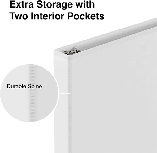 Vista 6 de Staples Carpeta económica de 3 anillas de 1/2 pulgada, color blanco, 24/cartón (23740/21682VS)