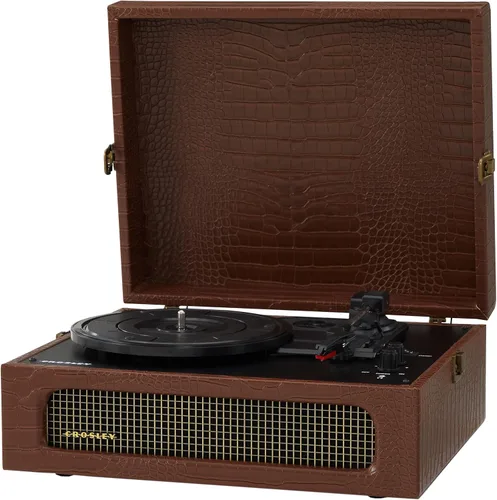 Vista 19 de Crosley CR8017B-GY Voyager - Tocadiscos portátil vintage de vinilo con Bluetooth de entrada/salida y altavoces integrados, gris