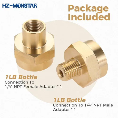 Vista 6 de Kit adaptador de repuesto de botella de gas propano de 1 libra, incluye conector de latón de tanque hembra NPT de 1/4 pulgadas y rosca NPT macho