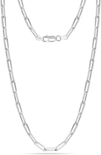LeCalla Collar de Cadena de Plata de Ley 925 Italiano Joyería Moderna Regalo 3 MM, 3.5 MM, 4.5 MM con Corte de Diamante Enlace de Clip de Papel para