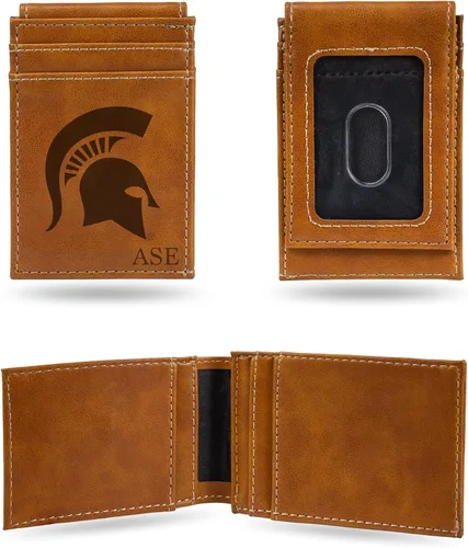 Vista 25 de Rico Industries NCAA Arizona State Sun Devils Brown - Cartera de bolsillo frontal personalizada con grabado láser - Delgada/ligera - Gran artículo