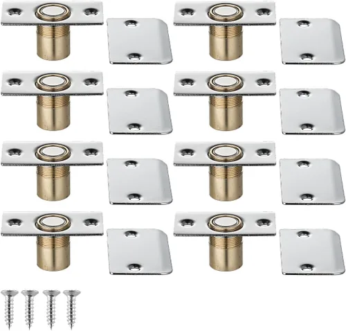 Vista 45 de JQK Herrajes para puerta de clóset, acero inoxidable ajustable con placa de golpeo, bronce antiguo, paquete de 2 unidades, HBC100-QG-P2