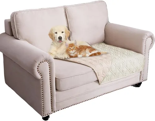 Vista 26 de Ameritex - Manta impermeable para cama de perro, manta reversible para muebles, cama, sofá (30 x 70 pulgadas, color chocolate y beige)