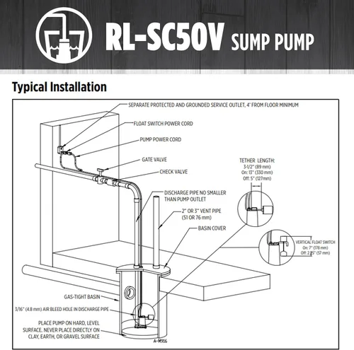 Vista 7 de Red Lion RL-SC50V 14942747 Bomba de sumidero de hierro fundido de 115 voltios, 1/2 HP, 4300 GPH con interruptor vertical, cable de 10 pies, rojo