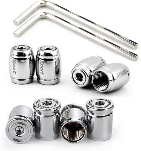 Vista 11 de Dsycar Paquete de 8 tapas de vástago de válvula de neumático de bloqueo con sello de goma, tapas de vástago de válvula de aluminio antirrobo