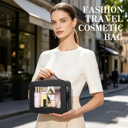 Vista 4 de Bolsa de maquillaje transparente (negro L)