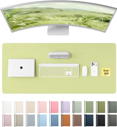 Vista 11 de YSAGi Protector de escritorio de cuero, tapete de oficina, alfombrilla grande para mouse, secante de cuero PU antideslizante, escritorio