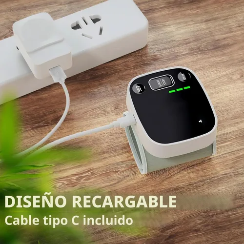 Vista 5 de Oklar - Monitores de presión arterial para uso doméstico, tensiómetro de muñeca recargable con pantalla LED retroiluminada, almacenamiento