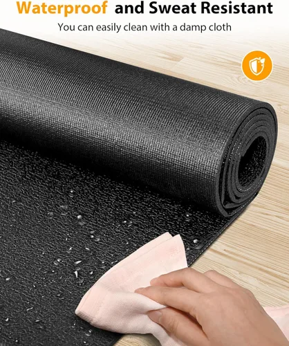 Vista 3 de Alfombrilla plegable de goma para caminadora, alfombrilla para bicicleta estática con absorción de impactos impermeable, antideslizante, tapete