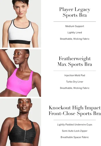 Vista 5 de Victoria's Secret Featherweight Max - Brasier deportivo para mujer de alto soporte (32B-38DDD)
