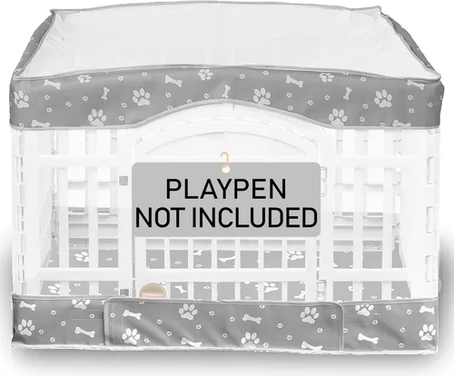 Vista 9 de Almohadilla inferior para corralito de perros y cubierta superior de malla para corralitos de 36 x 36 pulgadas (no incluido), reutilizable