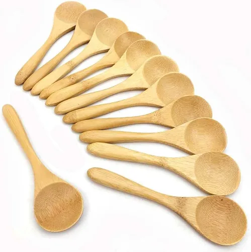Vista 5 de JapanBargain , Cucharas pequeñas de bambú para niños, aperitivos de frutas, postres, helado, yogur, reutilizables, aptas para lavavajillas, juego