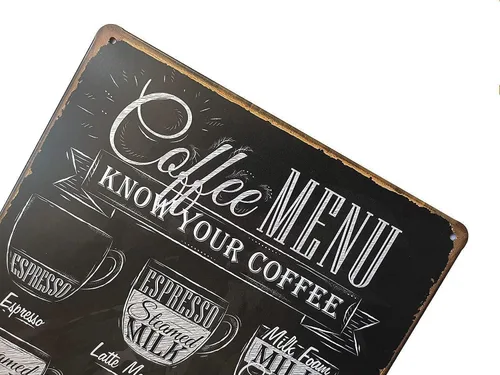 Vista 6 de ERLOOD Cartel para bar "Coffee Menu, Know Your Coffee" para pared, estilo retro 12 x 8 pulgadas
