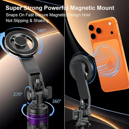 Vista 3 de Trípode magnético para iPhone con tornillo de 1/4 pulgadas, trípode MagSafe Selfie Stick de 53 pulgadas con control remoto, trípode estable de 4