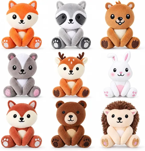 Vista 10 de Aoriher 9 piezas de animales de peluche de granja a granel de 4 pulgadas