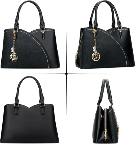 Vista 4 de KKXIU Monederos y bolsos de mano con triple compartimento para mujer, bolso de mano con asa superior