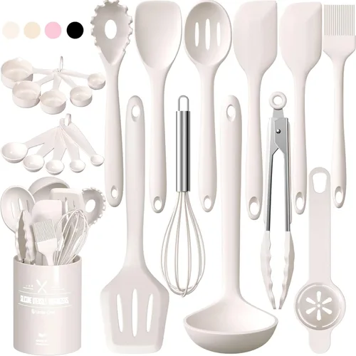 Vista 9 de Umite Chef - Juego de utensilios de cocina de silicona, juego de 22 espátulas de utensilios de cocina, silicona antiadherente resistente al calor