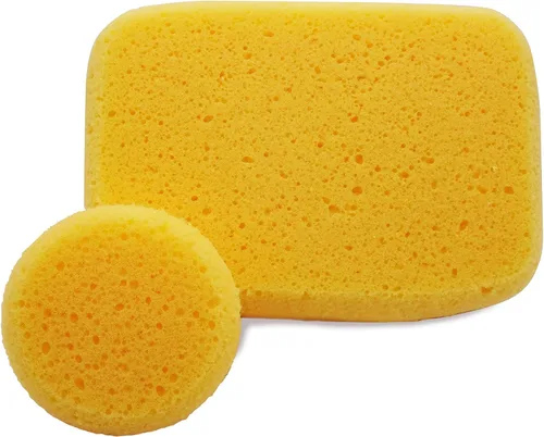 Vista 2 de Equus Constantia Leather Care Premium - Esponjas sintéticas de 12 piezas (10 redondas de 2.8 x 1 pulgadas, 2 grandes de 6 x 4 x 2 pulgadas)