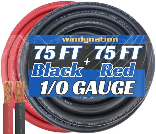 Vista 30 de WNI - Cable de cobre para batería de soldadura ultra flexible calibre 1/0 de 10 pies, color negro, 1/0 AWG, fabricado en los Estados Unidos