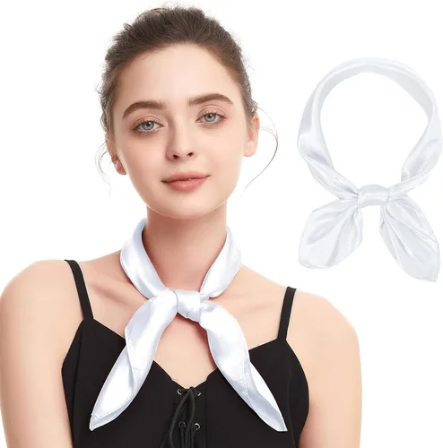 Zando Bufanda de seda cuadrada de gasa de color sólido, bufandas retro para mujer, bufandas para el cuello, bufanda, monedero, bufanda