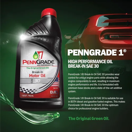 Vista 2 de PENN GRADE 1, 71206, aceite de rotura SAE 30, funciona con motores diésel y gasolina, 1 cuarto de galón