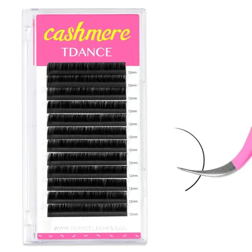 Vista 10 de TDANCE Extensiones de Pestañas de Cachemira Negro Súper Mate Extensiones de Pestañas de Volumen 0.03mm de Grosor Rizo B Extensiones de Pestañas