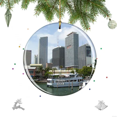 Bayside Marketplace Miami Florida USA Christmas Ornament, Souvenir Gift, Christmas Tree Decorations Ornament, Gift for Christmas