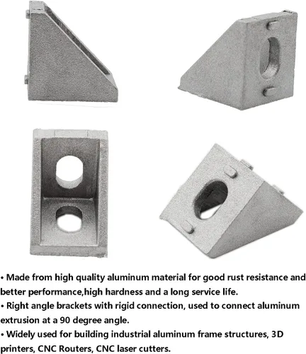Vista 4 de Paquete de 10 soportes de esquina de perfil de aluminio, cierre de junta de ángulo recto en forma de L, conector para perfil de extrusión