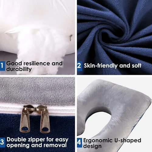 Vista 3 de Aidiu Almohadas en forma de U para dormir, almohadas de embarazo en forma de U, almohada de maternidad, almohada de maternidad de cuerpo completo