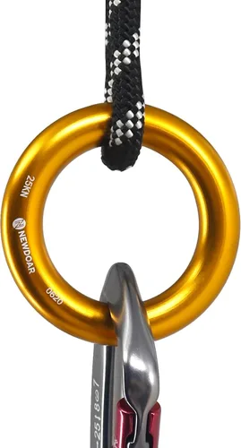 Vista 5 de NewDoar Rappel Ring 25kN Oro Grande O-Ring Cuerda Conector para Escalada Arborista Rescate Hamaca y Slackline