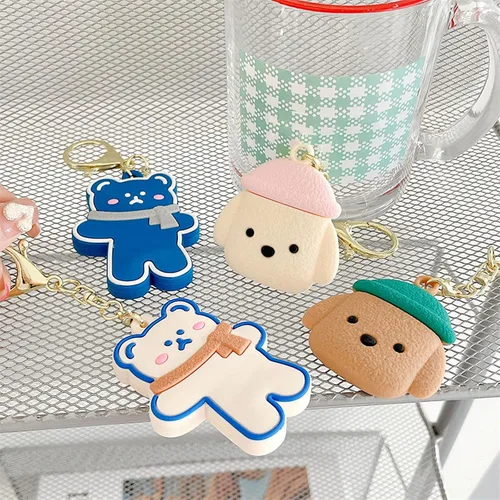 Vista 2 de Funda de silicona de animales lindos compatible con Airtags Finder Location Tracker Llavero para niños y mascotas llaves