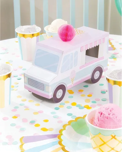 Vista 3 de Creative Converting 346418 Centro de mesa de fiesta de helado, 1 unidad, multicolor, el centro de mesa mide 9.25 x 6.25 pulgadas