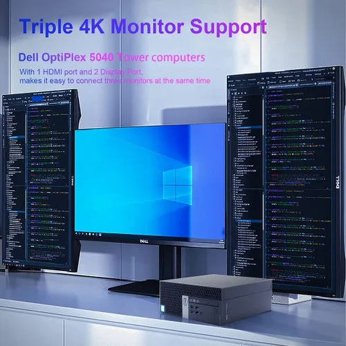 Vista 4 de Dell Tower Computers PC de escritorio OptiPlex 5040, i7 6700 16GB Ram 1TB M.2 NVMe SSD, 1TB HDD, AC8260 WiFi integrado, Windows 10 Pro, soporte