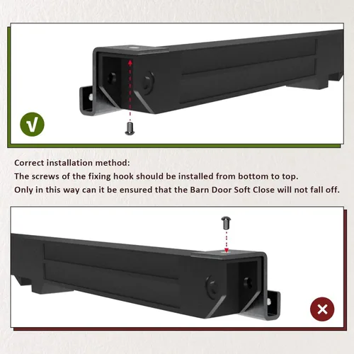 Vista 7 de 2 piezas de mecanismo de cierre suave para puerta de granero, amortiguador buffer de resorte, versión mejorada sin agujeros, herrajes para puertas