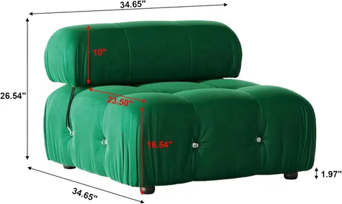 Vista 90 de Sofá modular moderno de terciopelo, sofá modular minimalista en forma de U de 6 plazas con 2 otomanas para sala de estar, oficina, apartamento